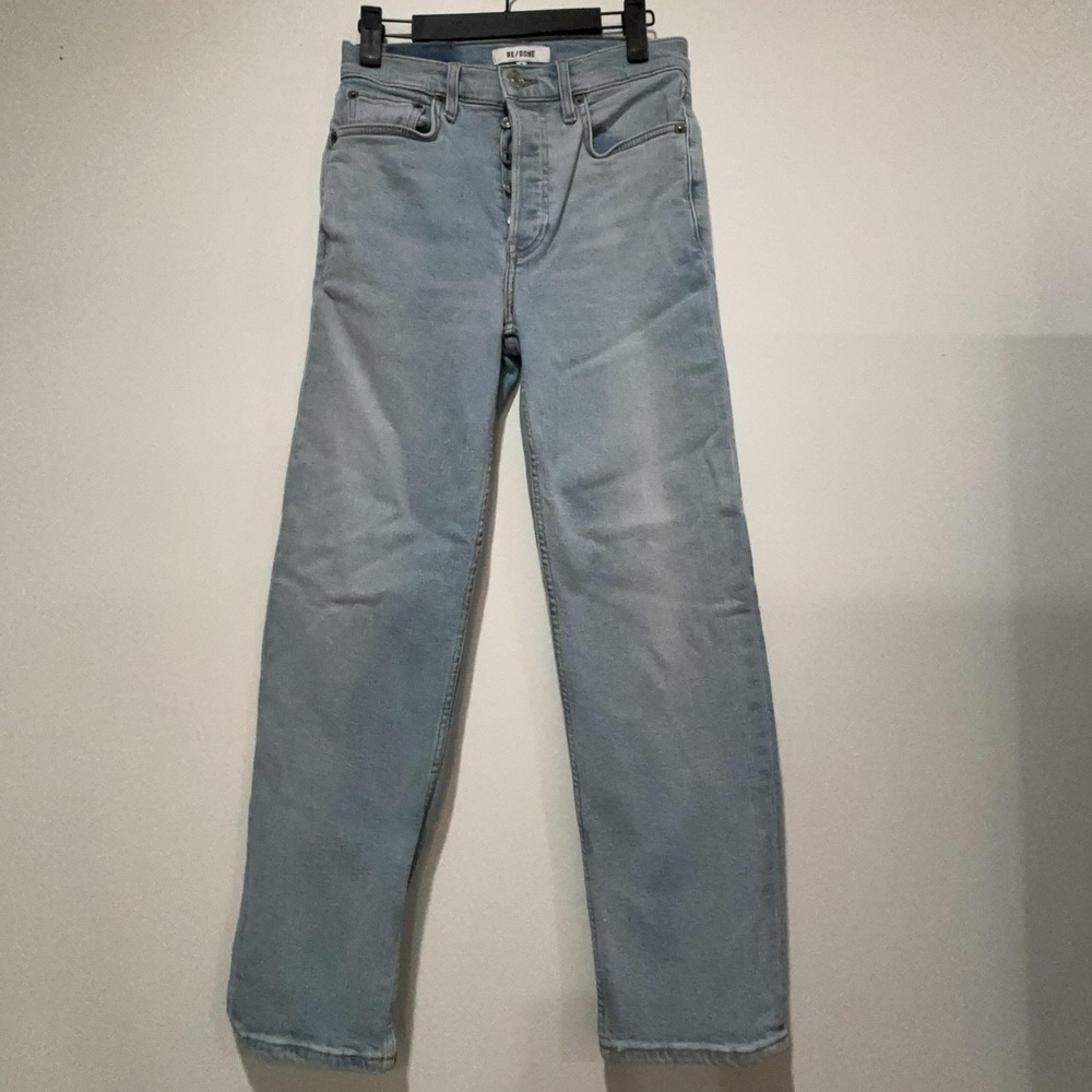 RE DONE Jeans Womens 25 Light Blue 70s Stove Pipe High Rise Straight Button Fly